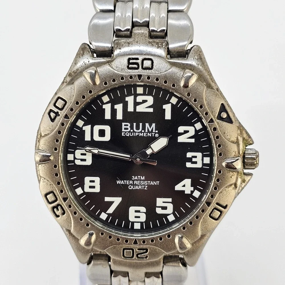 BUM Equipment Men's Analog Watch 38MM Black Dial Gray Band 7.5